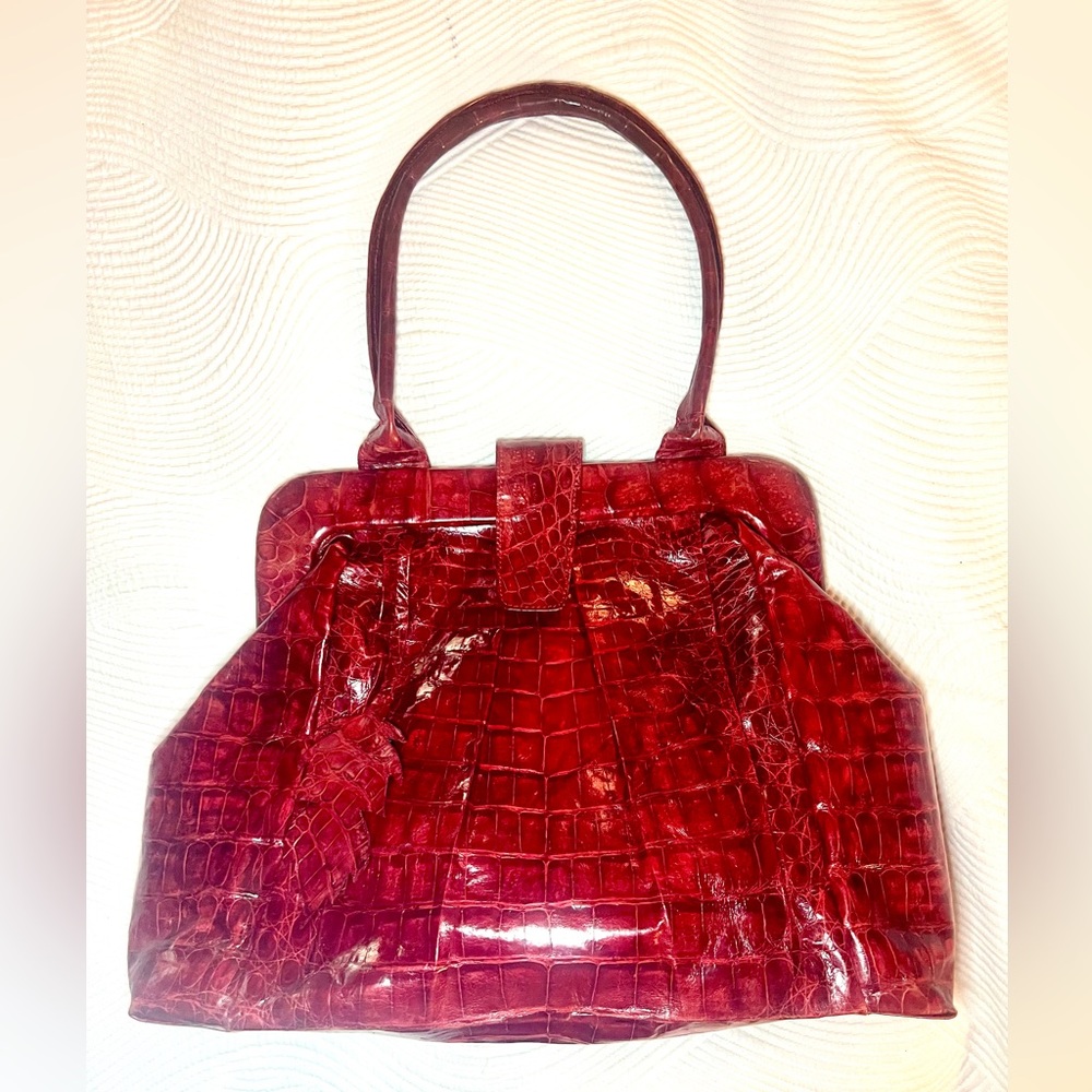Elegant Red Alligator Bag